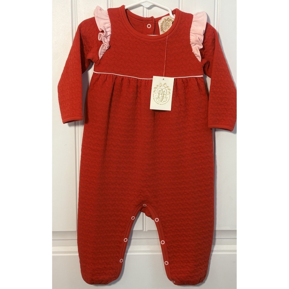 NWT The Beaufort Bonnet Company TBBC Leigh Ann Angel Sleeve Romper 12-18M Red